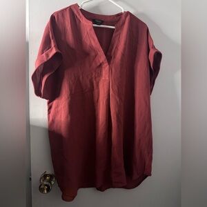 RACHEL Rachel Roy Red Boxy Short Sleeve Blouse